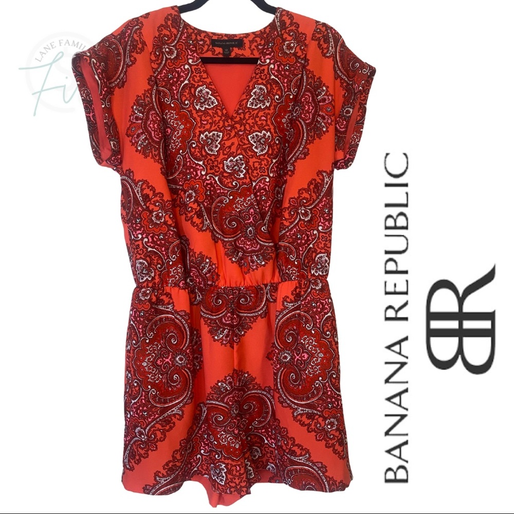 Banana Republic - Red/Orange Paisley Romper